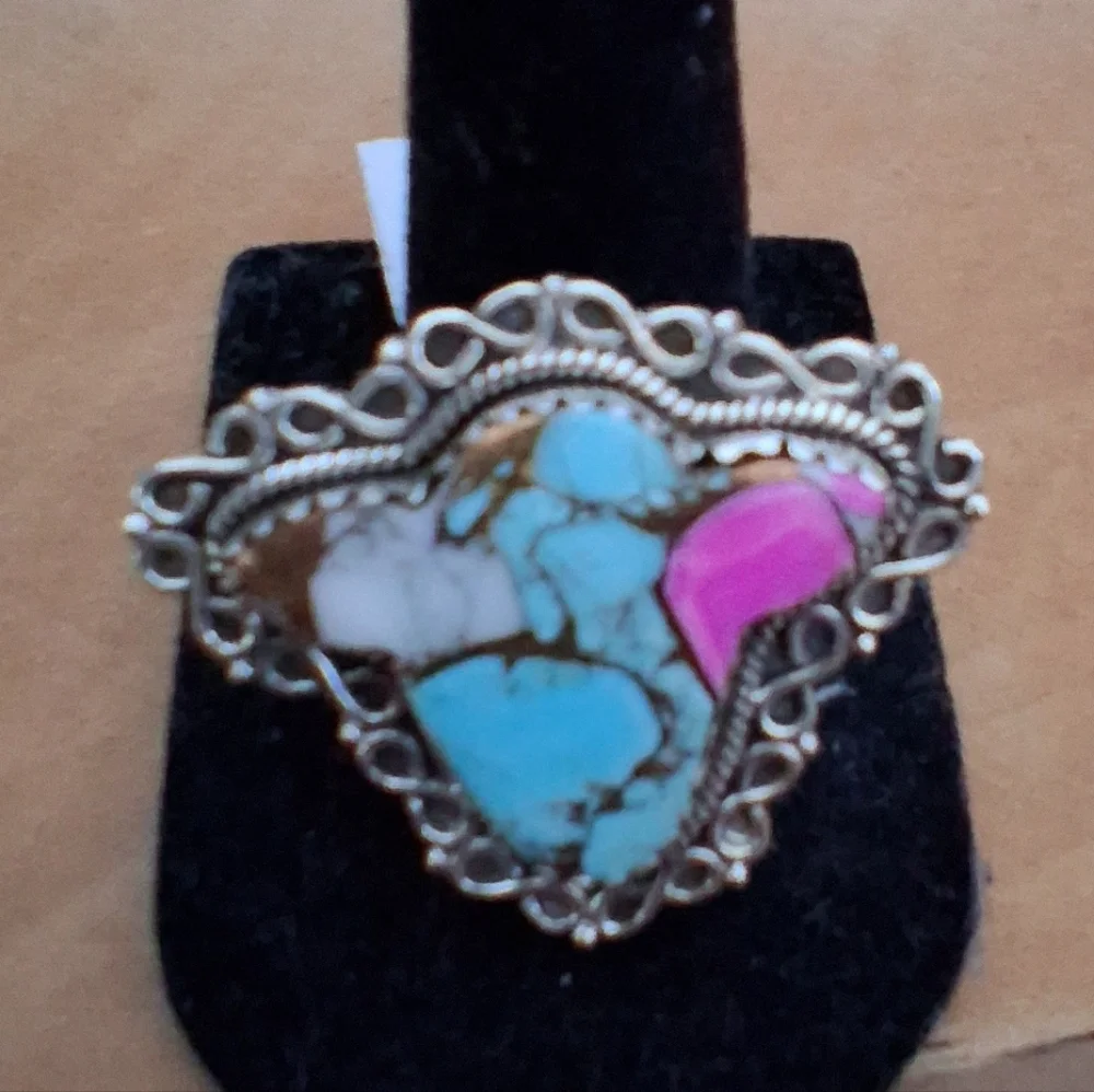 COTTON CANDY DAHLIA COW HEAD RING 925 STERLING SILVER ADJUSTABLE 6-8
